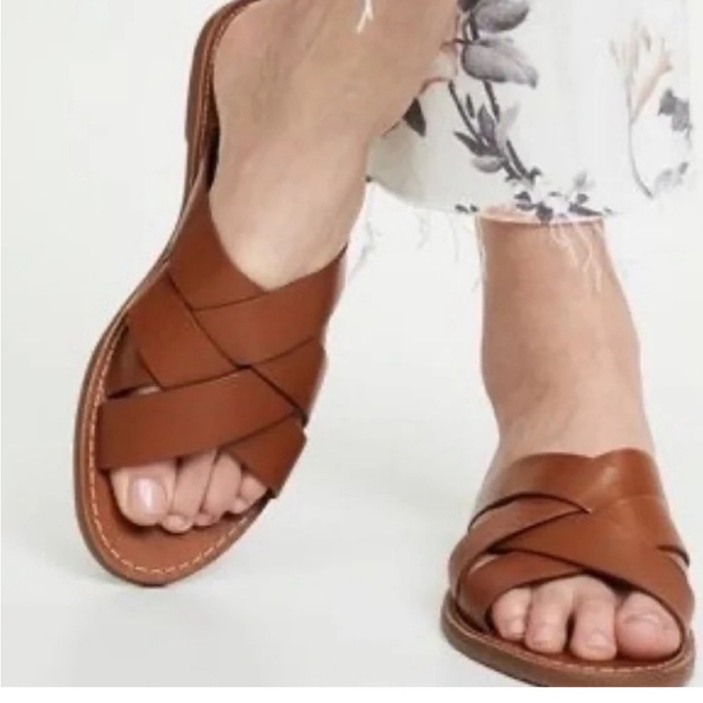 Madewell Tan Boardwalk Strappy Slide Sandals